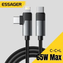 Essager Kabel USB typu C 2 w 1 65 W PD Szybkie ładowanie Przewód typu C do Lightning Kabel do iPhone 15 14 Pro Max MacBook iPad Xiaomi
