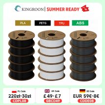 KINGROON Filamento stampante 3D PLA PETG TPU ABS 5KG Fascio Nero Bianco Grigio 1,75mm Senza bolle Plastica 5 rotoli 1 kg, Bobina casuale