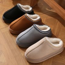 Neue Mode Flauschige Plattform Hausschuhe für Frauen 2025, Winter Plüsch Warme Baumwolle Schuhe Frau Komfort Rutschfeste Unisex Hause Hausschuhe