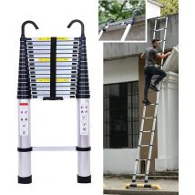 Scala telescopica da 6,2 m con ganci staccabili e gradini estensibili, scala alta pieghevole con piedini antiscivolo Scala pieghevole