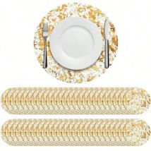 Set di tovagliette dorate usa e getta Leeseph, tovagliette rotonde in lamina d'oro da 13 pollici per tavolo da pranzo con decorazione domestica per feste di Natale