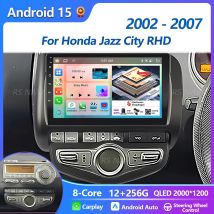 Plug and Play Android 15 Carplay Auto Qualcomm Screen Car Radio Player For Honda Jazz City 2002 - 2007 RHD GPS navigation Stereo