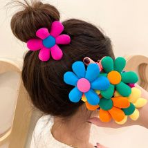 Neue Korea Übertrieben Schwamm Blumenmädchen Haarschmuck Elastische Haarbänder Gummibänder Baby Kinder Weichen Stoff Floral Haar Seil