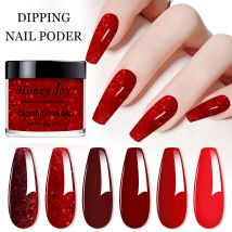 28 g/Topf, sehr feines Valentinstag-Farben, rotes Glitzer-Tauchpulver-System, Acryl-Tauchpulver als Nagelgel-Nagellack-Effekt