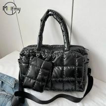 2 stücke Luxus Raum tasche gepolsterte Baumwolle Handtasche große Kapazität Umhängetaschen wasserdichte Nylon Travel down Cross body Handtasche Geldbörse Bolsa