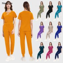 Niaahinn Arzt Chirurgische Uniformen Krankenpflege Arbeitskleidung Elastische Schnell trocknende Arbeitsuniform Männer Frauen Tierklinik Medizinische Peeling-Sets