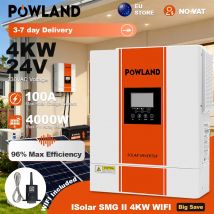 Inverter solare ibrido POWLAND 4000W MPPT 24V Inverter solare a onda sinusoidale pura 3500VA 500V ingresso fotovoltaico 100A Controller solare con WIFI