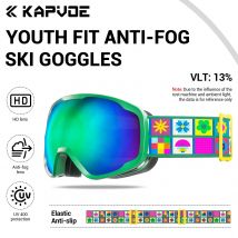 KAPVOE Occhiali da sci per bambini Doppio UV400 Maschera da sci per bambini Occhiali 4-15 anni Occhiali da snowboard professionali antiappannamento per bambini
