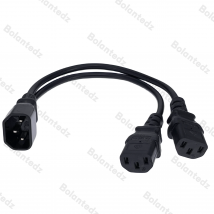 30 cm Strom-Y-Splitter-Adapterkabel, einzelnes IEC 320-C14-Stecker auf Dual-C13-Buchse, kurzes Kabel für Computer-Host-Display