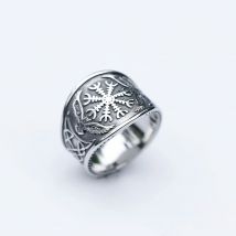 2022 NEW Men's 316L stainless steel rings VIKING Odin bird Thor Hammer Amulet Vintage AegishjalmurJewelry Gifts free shipping