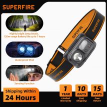 SUPERFIRE Mini Leistungsstarke Wandern Camping Scheinwerfer USB C Wiederaufladbare Kopf Licht LED Sensor Scheinwerfer Front Kopf Lampe Für Arbeiten