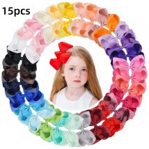 15pcs Sweet Random Color Bow Hair Clip Sets for Women Girls Handmade Bows Hairpins Holiday Hair Clip Baby Hair Accessories Gifts