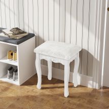 WOLTU 1PC Sgabello da toeletta Sgabello da trucco imbottito vintage in stile barocco Sedia da toeletta bianca crema per soggiorno camera da letto