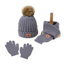 3 Stück Kinder hut Schal und Schnee handschuhe Set Winter stricken warm weich im Freien für Jungen Mädchen und Kleinkinder