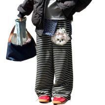 2-12Y Children Girls Pants Winter Warm Kids Babys Girls Striped Straight Pant Dog Patched Loose Young Teens Girls Wide Leg Pants