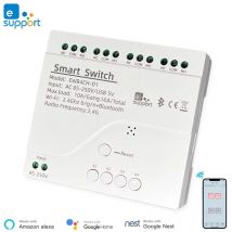 eWelink 4-Kanal-Smart-WiFi-Schalter mit 85–250 V, kostenlose APP-Fernbedienung, Bluetooth, Tipp, Selbstverriegelung, Inter-Lock, funktioniert mit Alexa