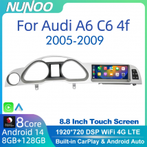 Reproductor Multimedia con GPS para coche, Radio estéreo con Android 14, 8 + 128GB, CarPlay, 2G, 3G, DSP, WIFI, para Audi A6, C6, 4f, 2005-2009, MMI
