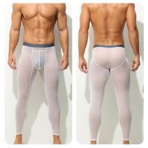 Ice Silk Long Pants Men Quick Dry Sport Bottom Leggings Breathable Pant High Elastic Skinny Trousers Fitness Thermal Underwear