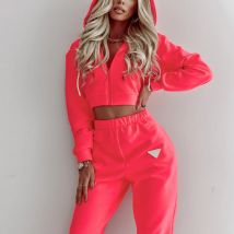 Einfarbig Frühling Herbst Mit Kapuze Pullover Hosen frauen Urban Freizeit Tasche Langarm Hoodie Set Hose Sets Hosen Sets