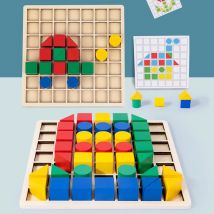 Blocchi creativi in legno Puzzle Bambini Montessori Forma di colore Corrispondenza Educazione precoce Giocattoli educativi Gioco di intelligenza per bambini