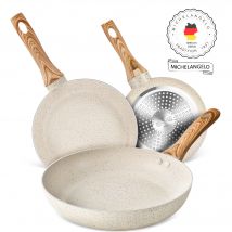 MICHELANGELO Bratpfannen, antihaftbeschichtete Bratpfanne mit Deckel, große 12-Zoll-Pfanne mit ergonomischem Griff, ungiftig, kompatibel mit allen Kochfeldern