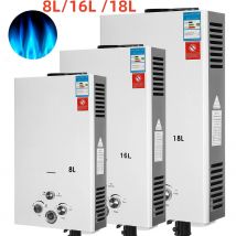 Calentador de agua sin tanque de Gas propano LPG de 8/16/18L, calentador de agua caliente instantáneo, caldera para acampar al aire libre con Kit de cabezal de ducha