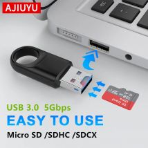 AJIUYU USB Micro SD TF Kartenleser USB 3,0 Mini Handy Speicherkartenleser 5 Gbit/s Hochgeschwindigkeitsadapter für Laptop-Zubehör