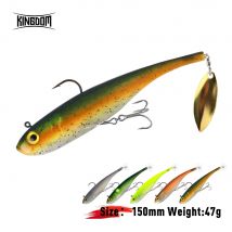 Kingdom 150mm 47g Soft Bait With Spoon&Plastic Tail Sinking Wobbler Artificial Trout Fishing Lures PVC Soft Lure Fishing Tackle
