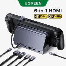UGREEN USB C HUB Stacja Dokująca Steam Deck 6-w-1 Type-C do 4K120Hz HDMI 5Gbps USB-A/C PD100W 1000Mbps RJ45 dla ROG Ally Legion