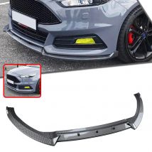 Für Ford Focus ST MK3.5 2015-2018 Fließheck 4-Türer Frontschürze Spoiler Lippe Carbon Look/Glanz schwarz Untere Splitter Klinge
