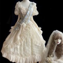 Viktoria nische süße Lolita Kleid Vintage Eleganz Frauen Spitze Rüschen mit Schleife Band Brautkleider Mädchen Abend party langes Kleid