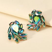 Mode Glänzende Glas Charme Dekor Geometrische Stud Ohrringe Für Frauen Trend Luxus Qualität Urlaub Mehrfarbige Schmuck Zubehör