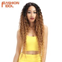 FASHION IDOL 30 Zoll weiche verworrene lockige Haare synthetische Perücken Ombre Blonde Lace Front Perücken hitzebeständige Faserperücken für schwarze Frauen
