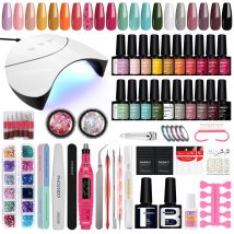 Phoenixy Gel-Nagellack mit Lampen-Set, 7 ml, semi-permanenter Gel-Lack, komplettes Nail-Art-Werkzeug-Set, Maniküre-Set mit oberem Grundmantel