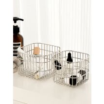 Ahunder jiaz-Luxus-Edelstahl-Silber-Aufbewahrung skorb, kosmetischer Stift halter, Desktop-quadratischer Korb, Heim dekoration