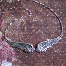 Vintage Silber Farbe Engelsflügel Feder Halsband Großer Anhänger Gliederketten Statement Halskette für Frauen Hochzeit Tribal Geschenke