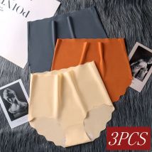 3Pcs/Set High Waist Seamless Panties for Women Ice Silk Hip Lift Briefs Invisible Female Underpants Comfort Sexy Lingerie M-XXL