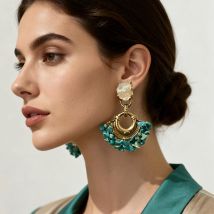 Vintage Handmade Beaded Earring For Women Boho Jewelry Resin Stone Statement Jewelry Bohemian Ear Ring Drop Earrings