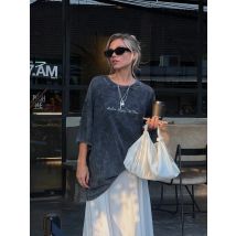 Hirsionsan Y2k 100% Baumwolle Brief Drucken T Shirts Frauen Sommer Vintage Kleidung Gewaschen T-shirts Casual Kurzarm Grundlegende Weibliche Tops