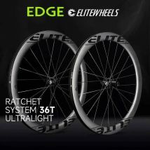 Set di Ruote in Fibra di Carbonio Ultraleggere ELITEWHEELS EDGE per Freni a Disco, 1314g, Sistema a Cricchetto 36T, 20 Raggi, 40 45 50 65mm