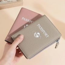 Echt leder Pass halter Brieftasche Abdeckung für Frauen und Männer, RFID Reise Brieftasche Pass Dokumenten halter mit Reiß verschluss tasche