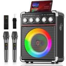 Altoparlante Karaoke FanFun, altoparlante Bluetooth con 2 microfoni e luce LED, altoparlante wireless portatile, altoparlante per feste all'aperto
