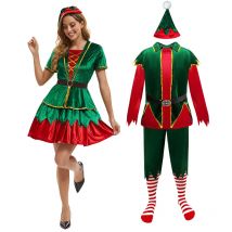 [Du bist mein Geheimnis] Grüne Elfe Cosplay-Kostüm für Erwachsene Männer Frauen Weihnachtskostüm Kostüm Weihnachtsfeier Cosplay-Kleidungssets