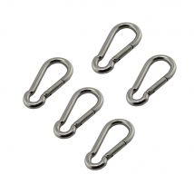5 Stück Karabinerhaken aus Marine-Edelstahl, 50 mm, 60 mm, 70 mm, 80 mm Länge, großer, robuster Edelstahl-Karabiner