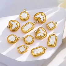 5 Stück Edelstahl weiße Muschel Schmetterling Herz Charms für DIY Frauen Anhänger Schmuck machen Ohrringe Halskette liefert Erkenntnisse