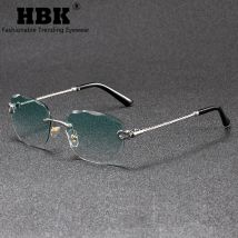 HBK Vintage Rahmenlose Sonnenbrille Männer Luxus Wellenschneiden Metall Sonnenbrille für Frauen Reisen Einkaufen Shades Brillen UV400