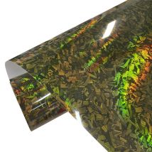 Premium PET Gloss Holographic Gold Forged Carbon Fiber Vinyl Wrap Film DIY Selbstklebende Regenbogen Laser Aufkleber Auto Wrapping Folie