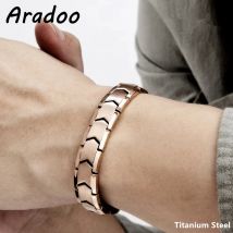 ARADOO Titan Stahl Hämatit Therapie Armbänder Herren Pfeil Edelstahl Magnetische Link Armband