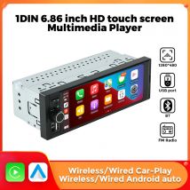 1Din Wireless CarPlay Android AUTO HD touch screen Universale 6.86 '' Autoradio FM Stereo Lettore multimediale MP5 Porta BT TF Fotocamera