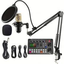 F998 Live Broadcast Soundkarte Ausrüstung Universal Kondensator Mikrofon Ständer Set Für Mobile Computer